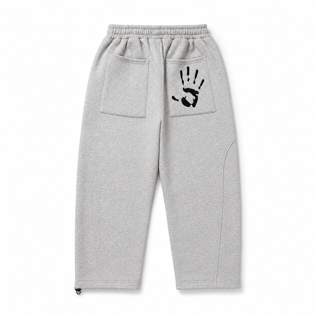 GREY HANDPRINT JOGGERS