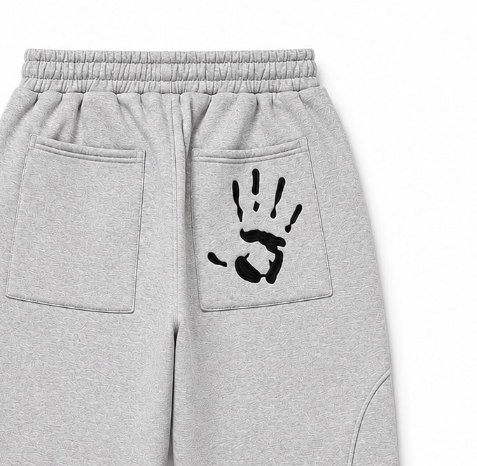 GREY HANDPRINT JOGGERS