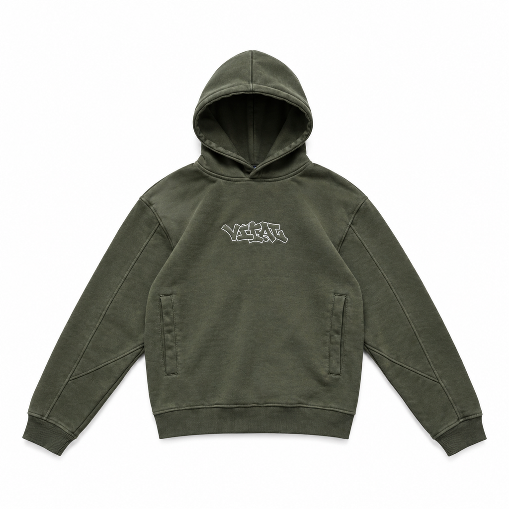 OLIVE TECH-GRID HOODIE